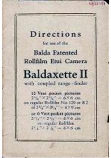 Balda Baldaxette 2 manual. Camera Instructions.